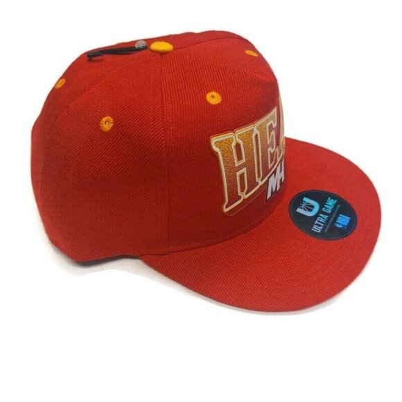 Ultra Game Mens Miami Heat Snapback Hat Cap Red Yellow One Size Fits Most - Picture 3 of 7